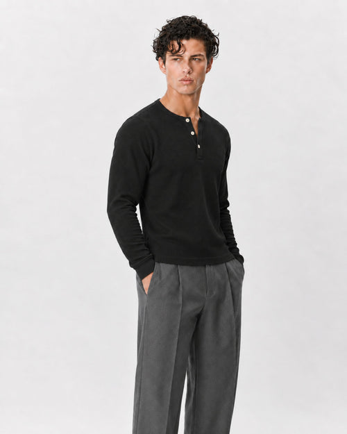 Classic Waffle Knit Henley
