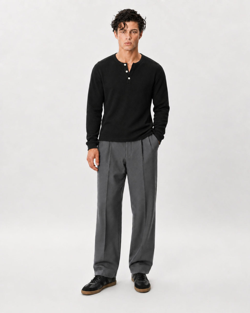 Classic Waffle Knit Henley