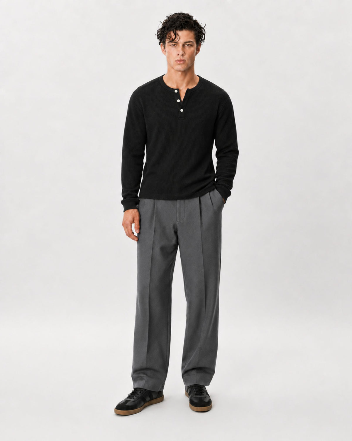 Classic Waffle Knit Henley