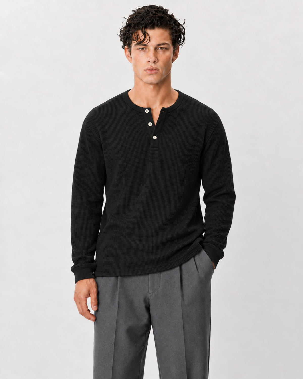 Classic Waffle Knit Henley