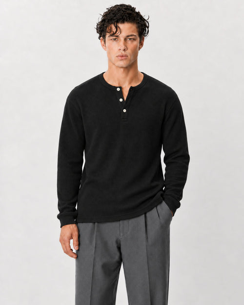 Classic Waffle Knit Henley