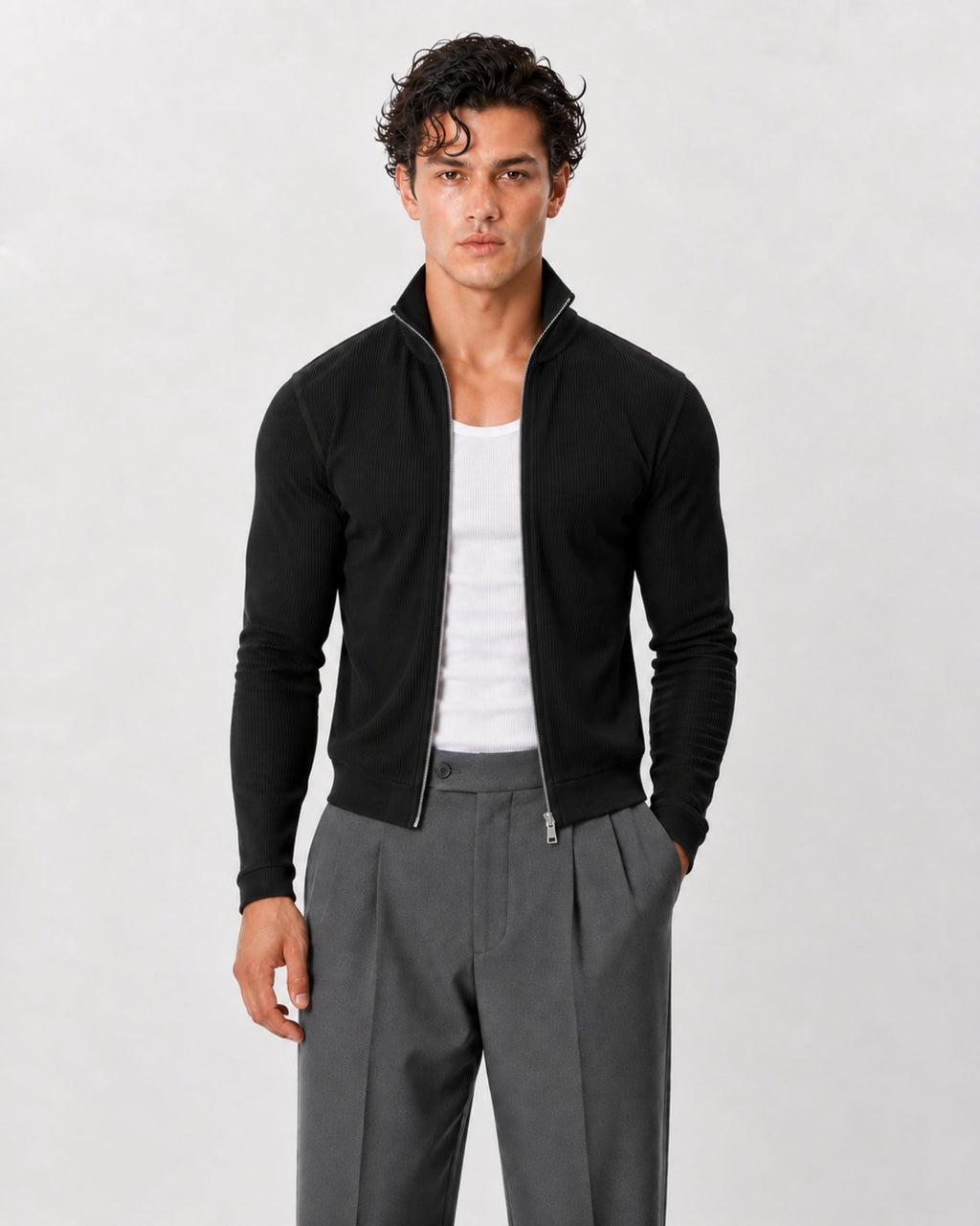 Slim Crop Full Zip Sweater
