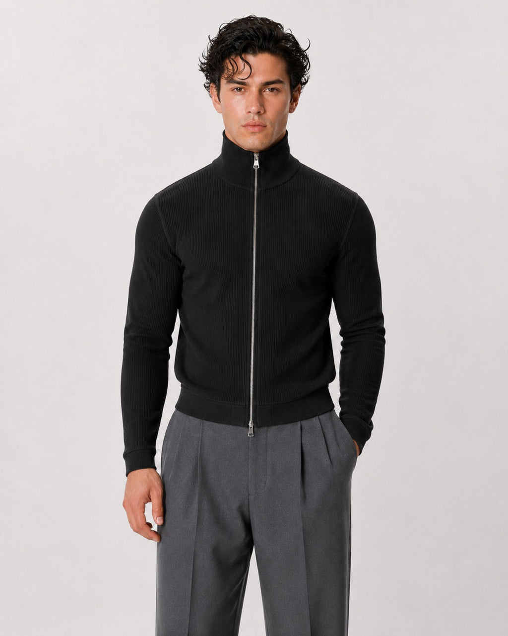 Slim Crop Full Zip Sweater