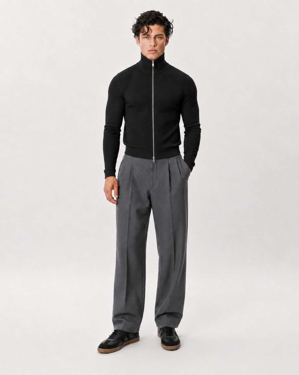Slim Crop Full Zip Sweater