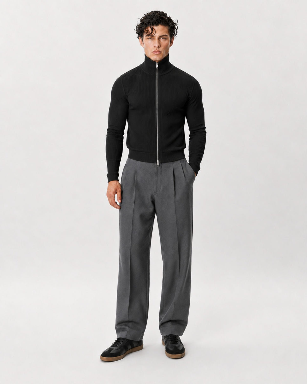 Slim Crop Full Zip Sweater