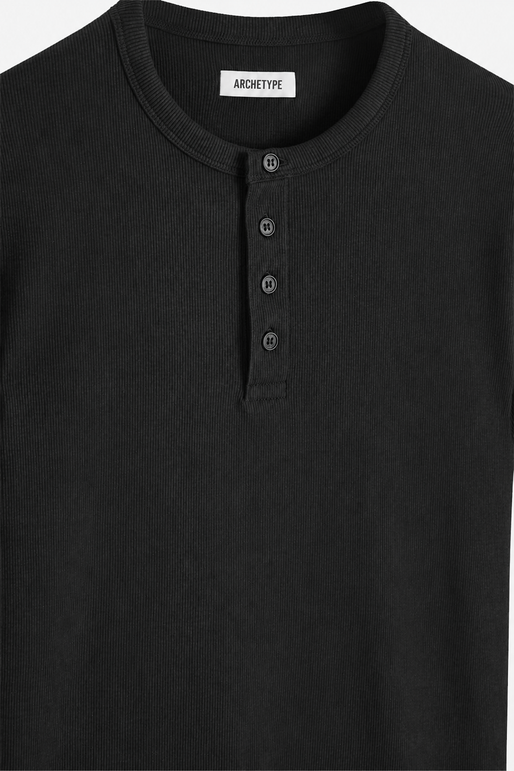 The Slim Crop Henley | Black