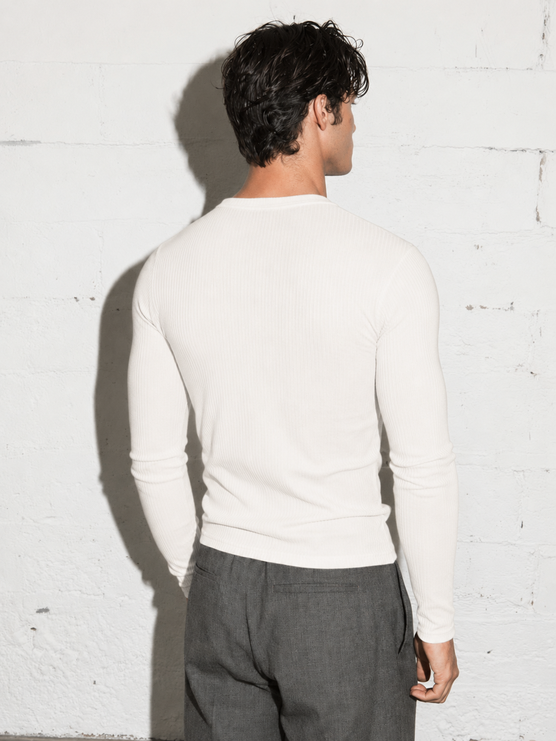 The Slim Crop Henley Longsleeve | Off White