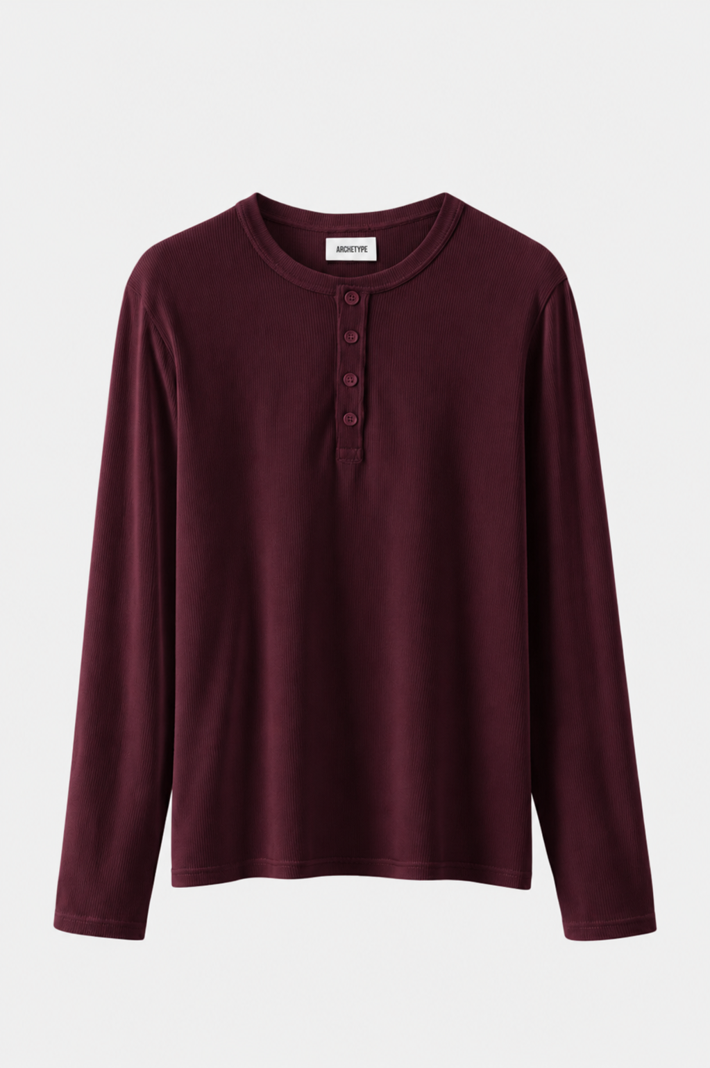 The Slim Crop Henley Longsleeve | Wine Red