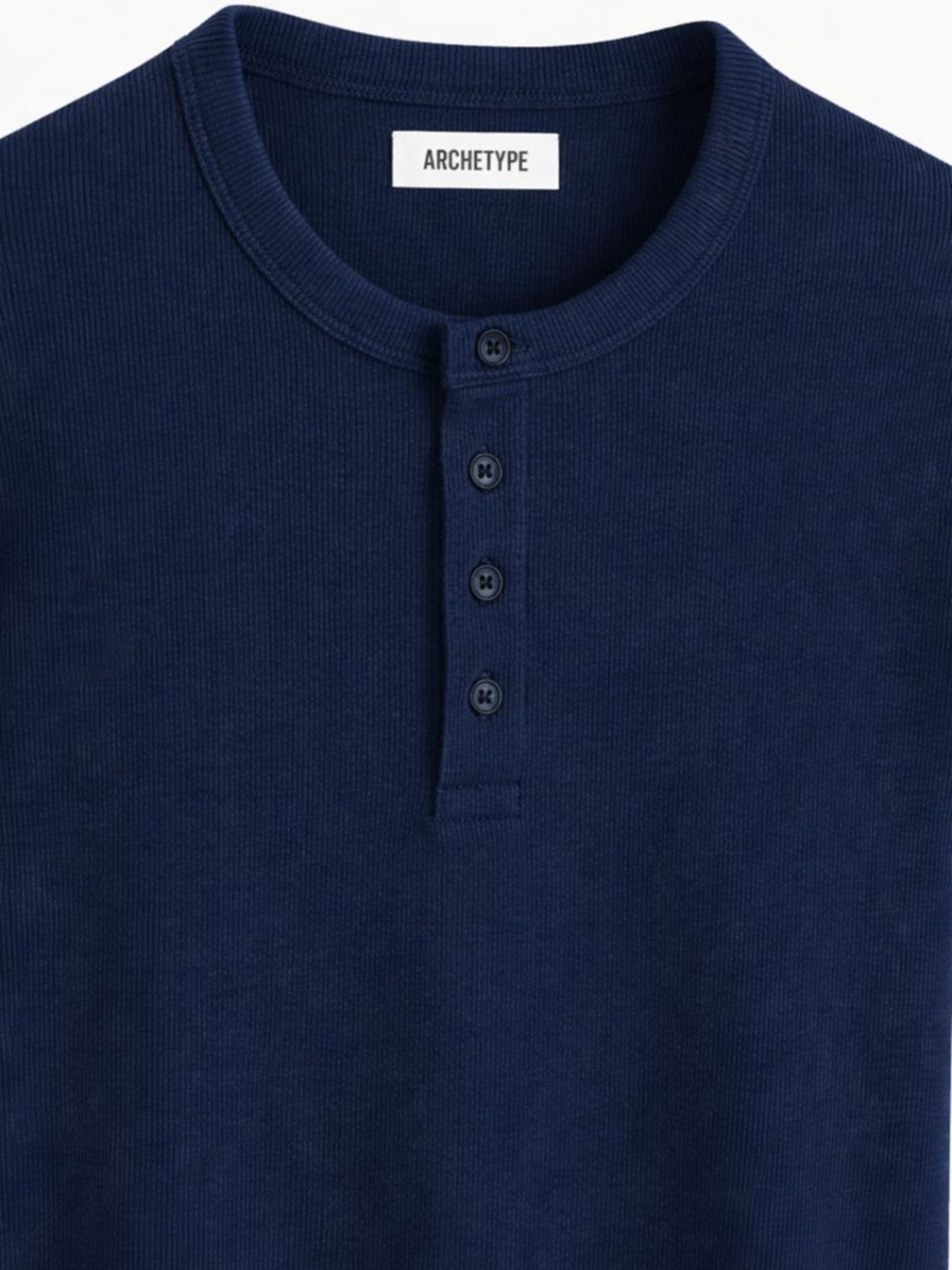 Slim Crop Henley Longsleeve in Navy 4