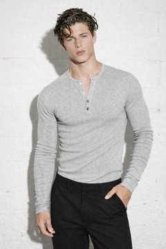 The Slim Crop Henley Longsleeve | Gray