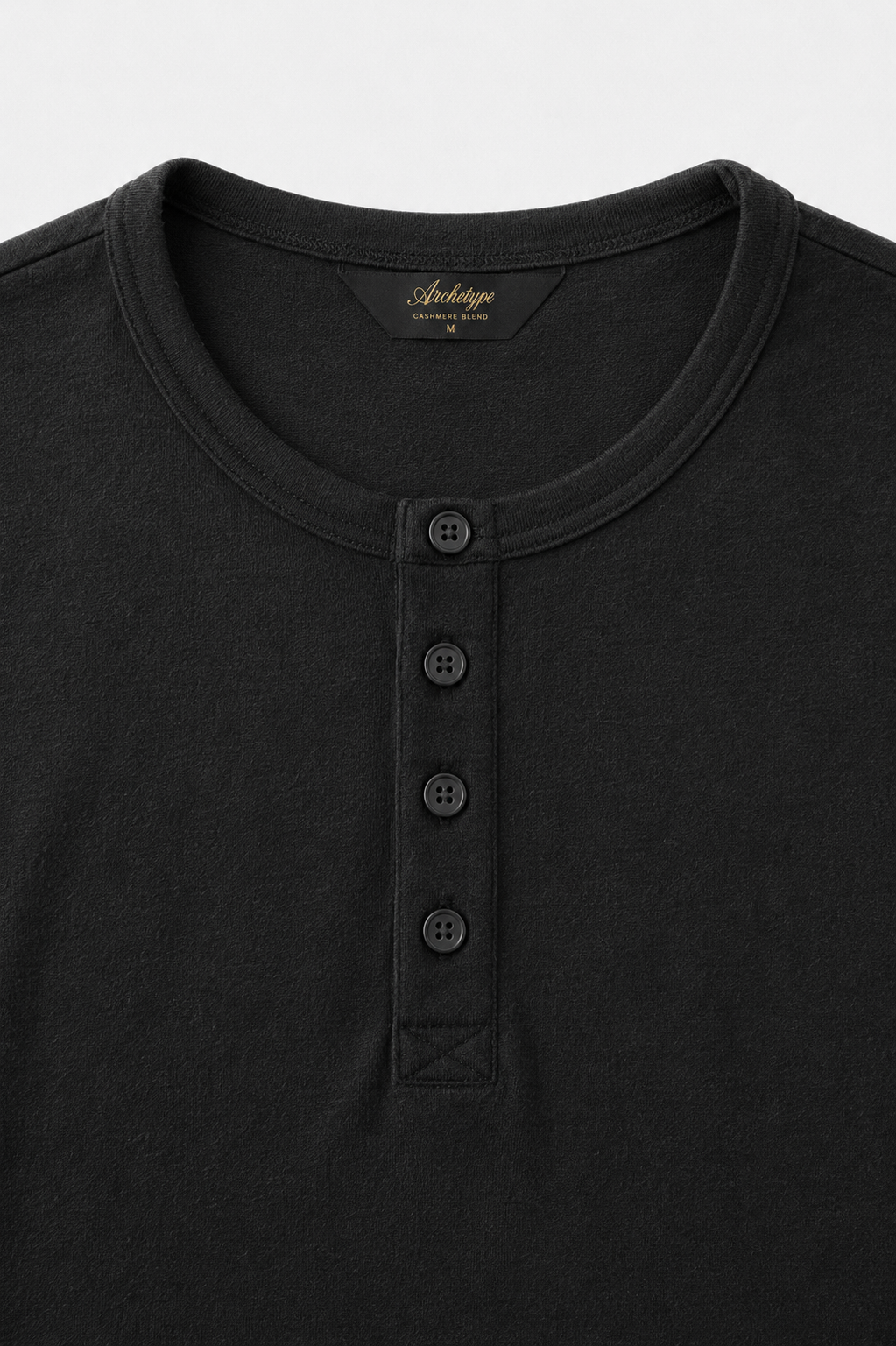 The Cashmere Blend Longsleeve Henley | Black