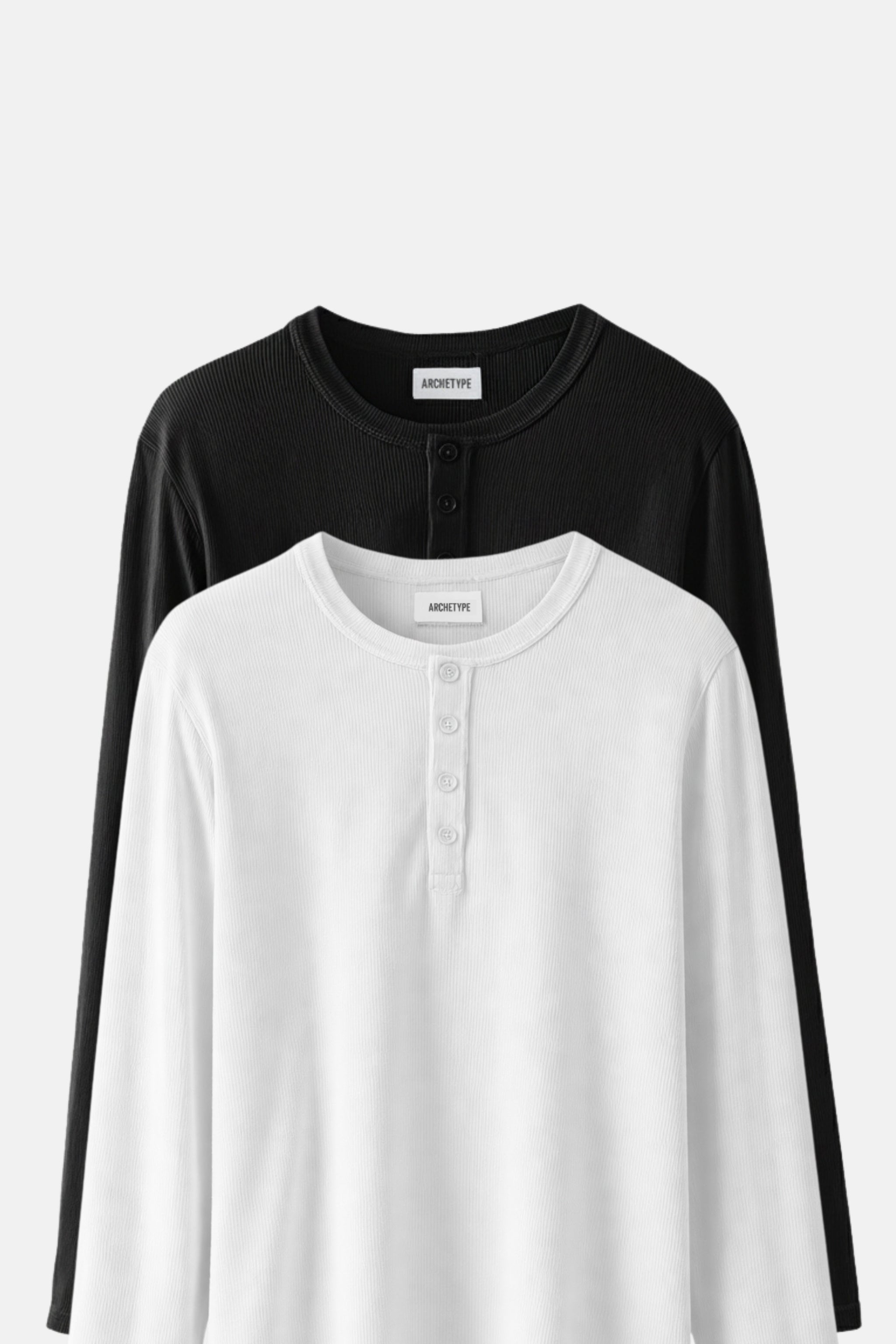 The Longsleeve Henley 2-Pack | Black & White