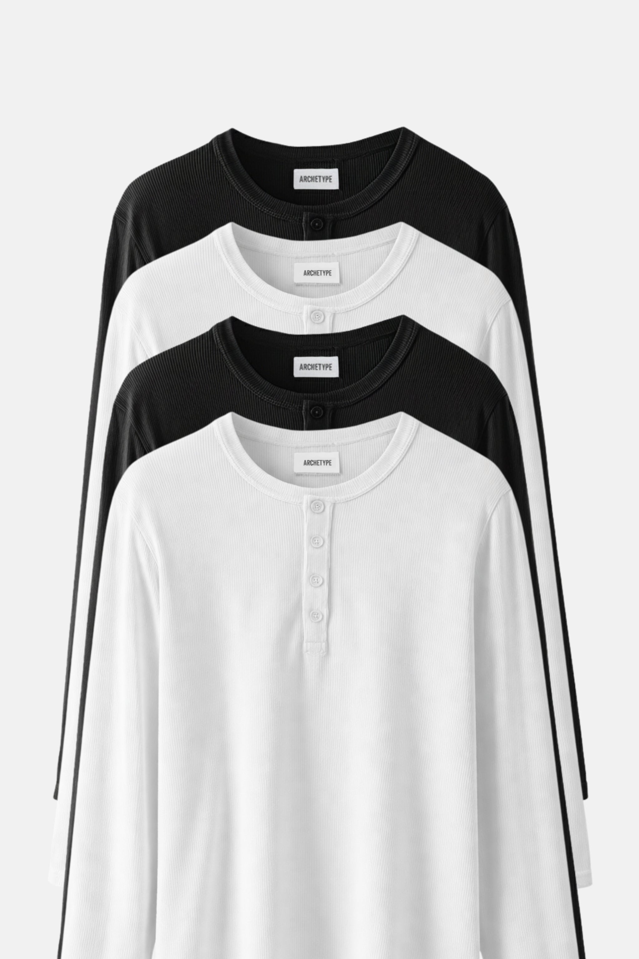 The Longsleeve Henley System | Black & White