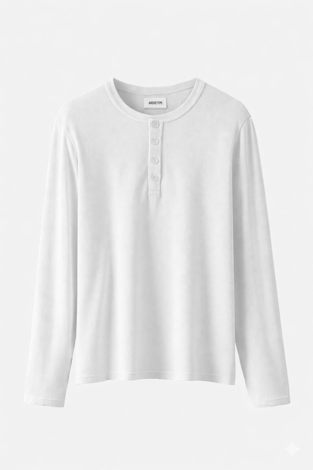 White long-sleeve shirt on a light gray background