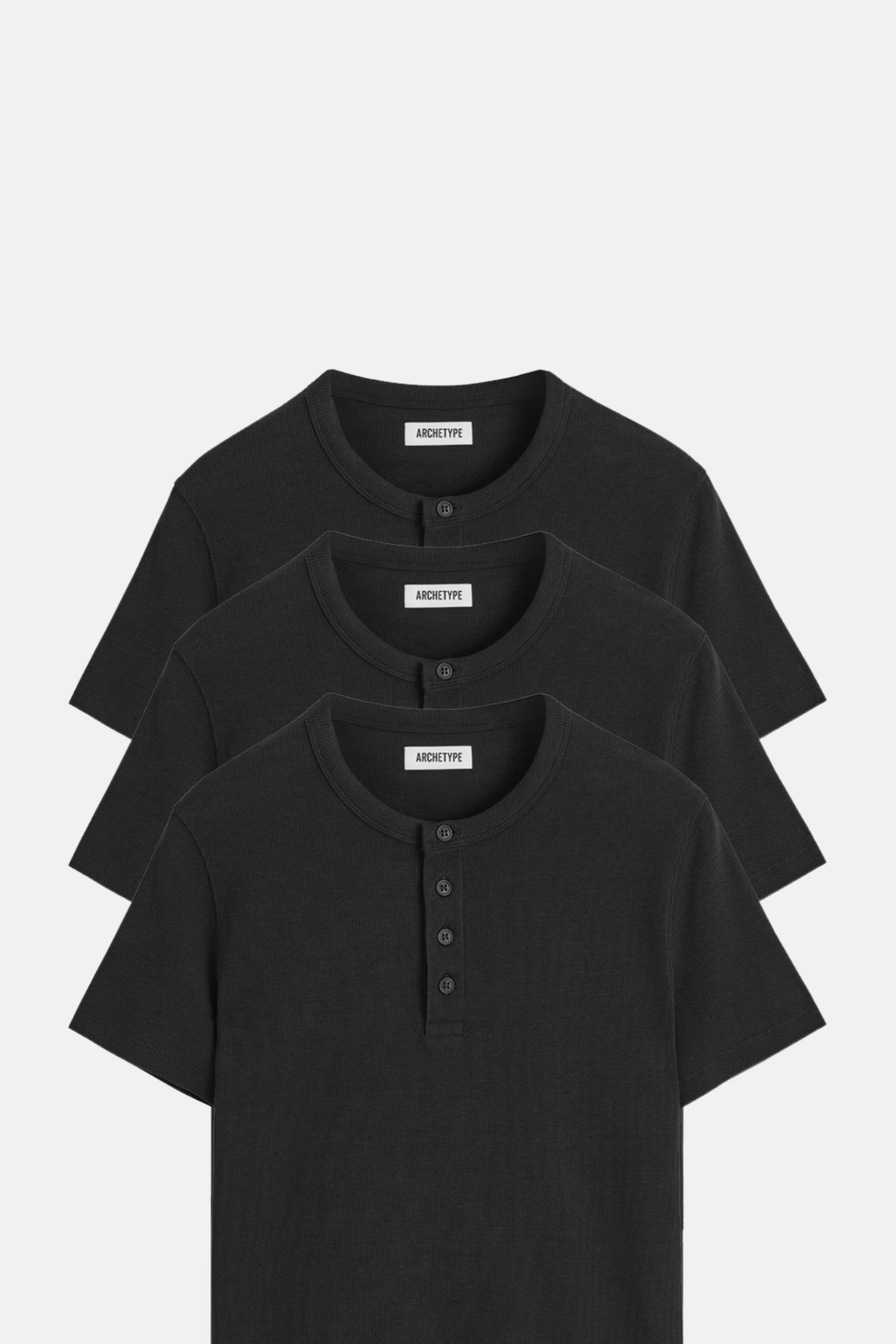 The Slim Crop Henley System | Black