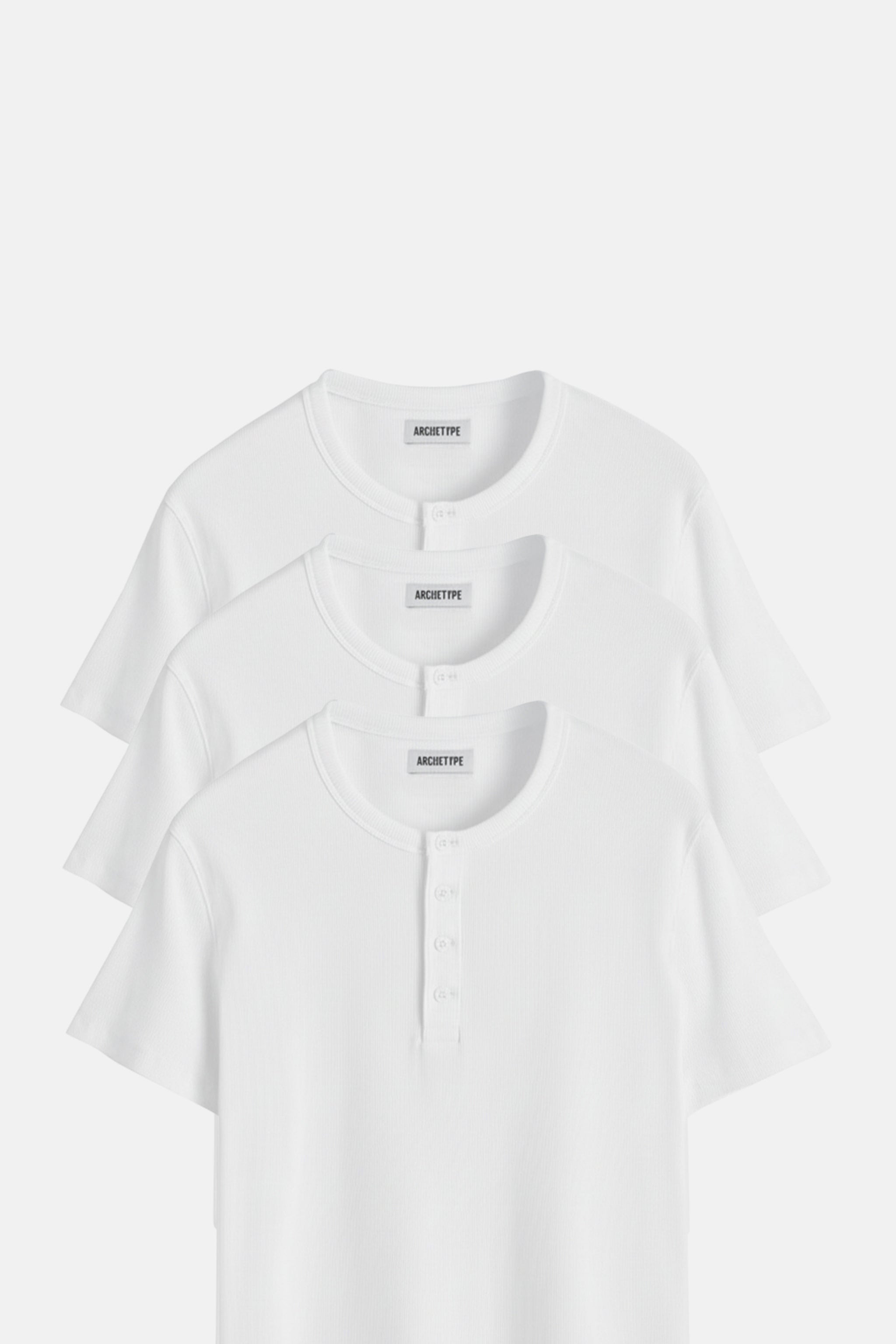 The Slim Crop Henley System | White
