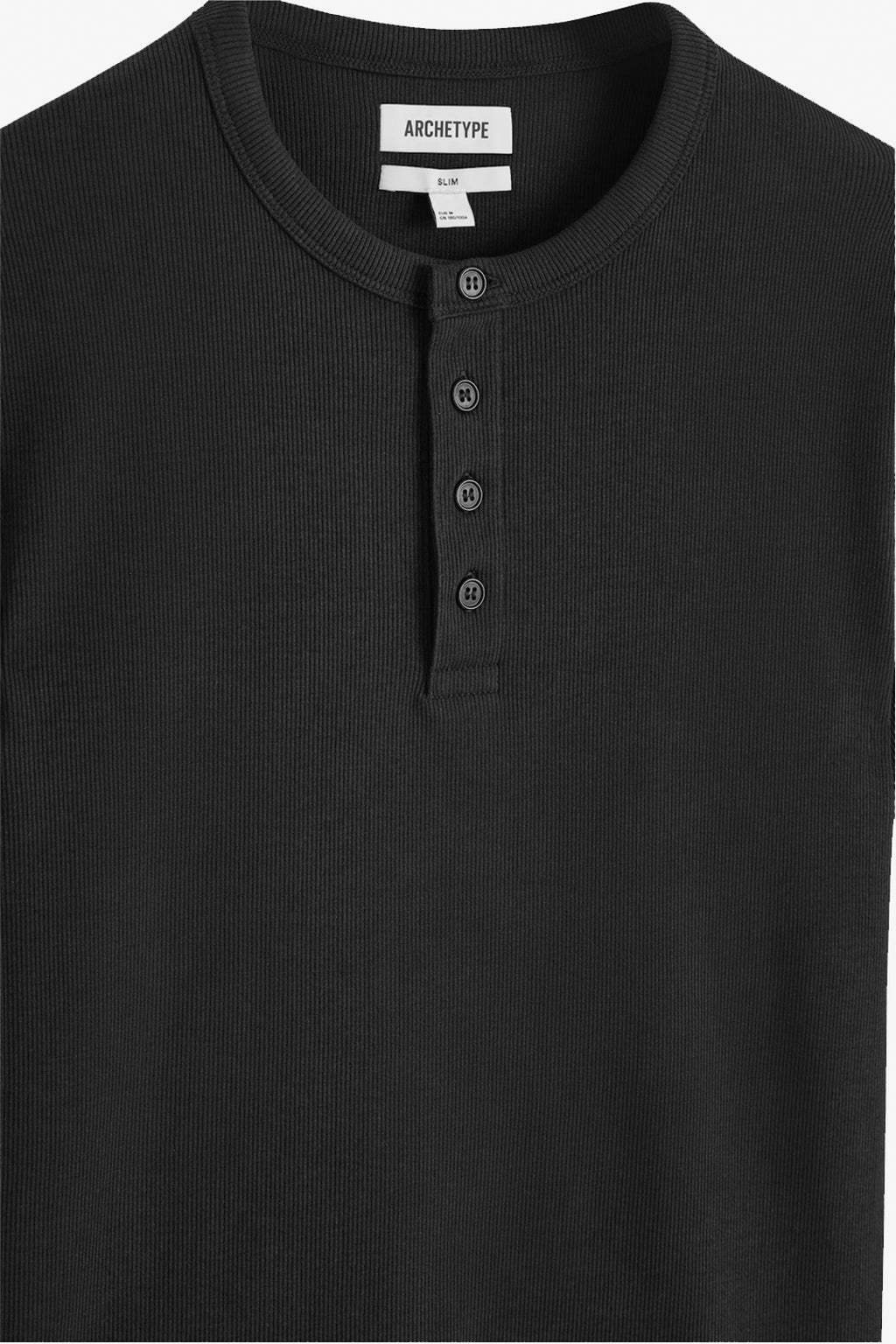 The Slim Crop Henley | Black