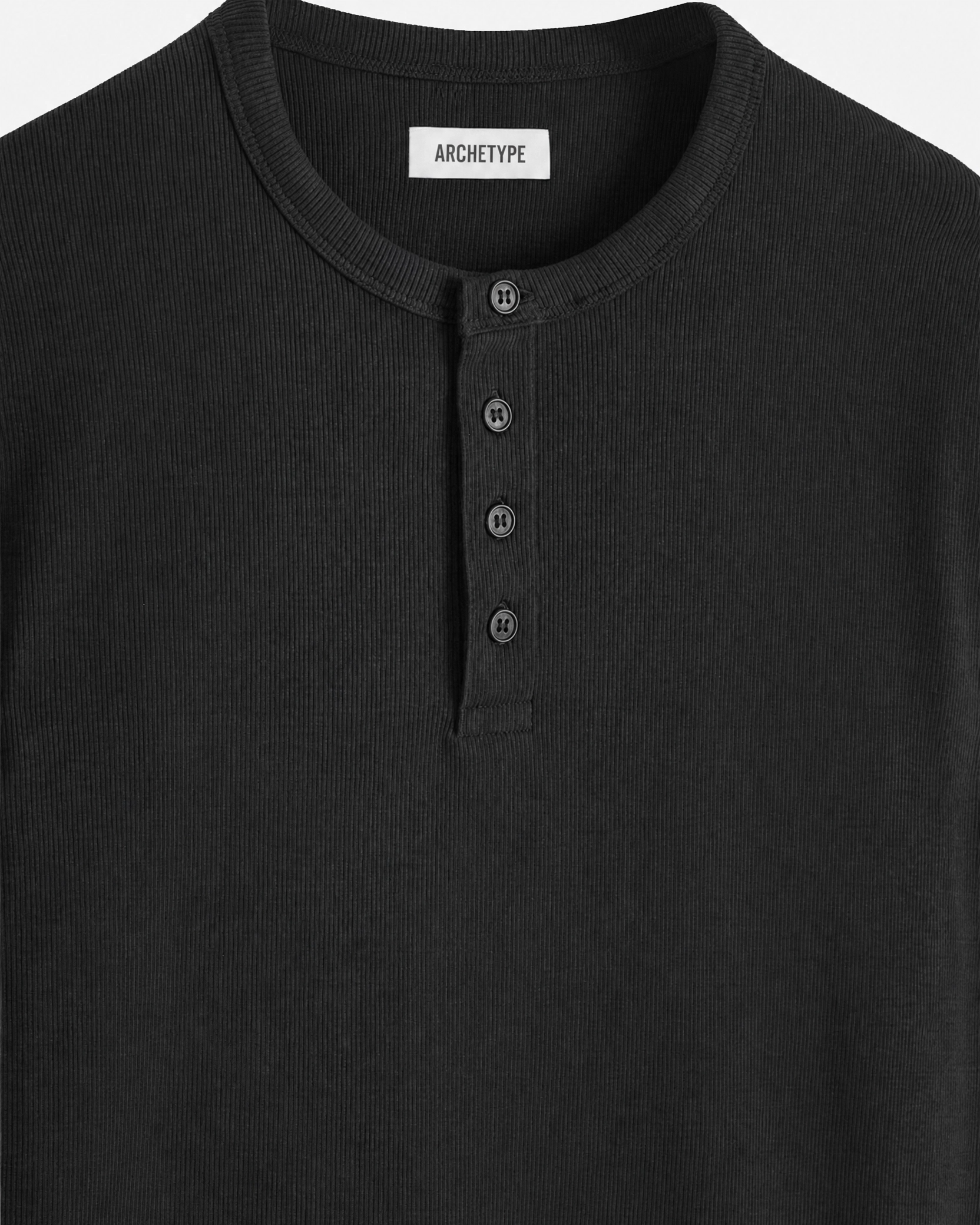 The Slim Crop Henley Longsleeve | Black