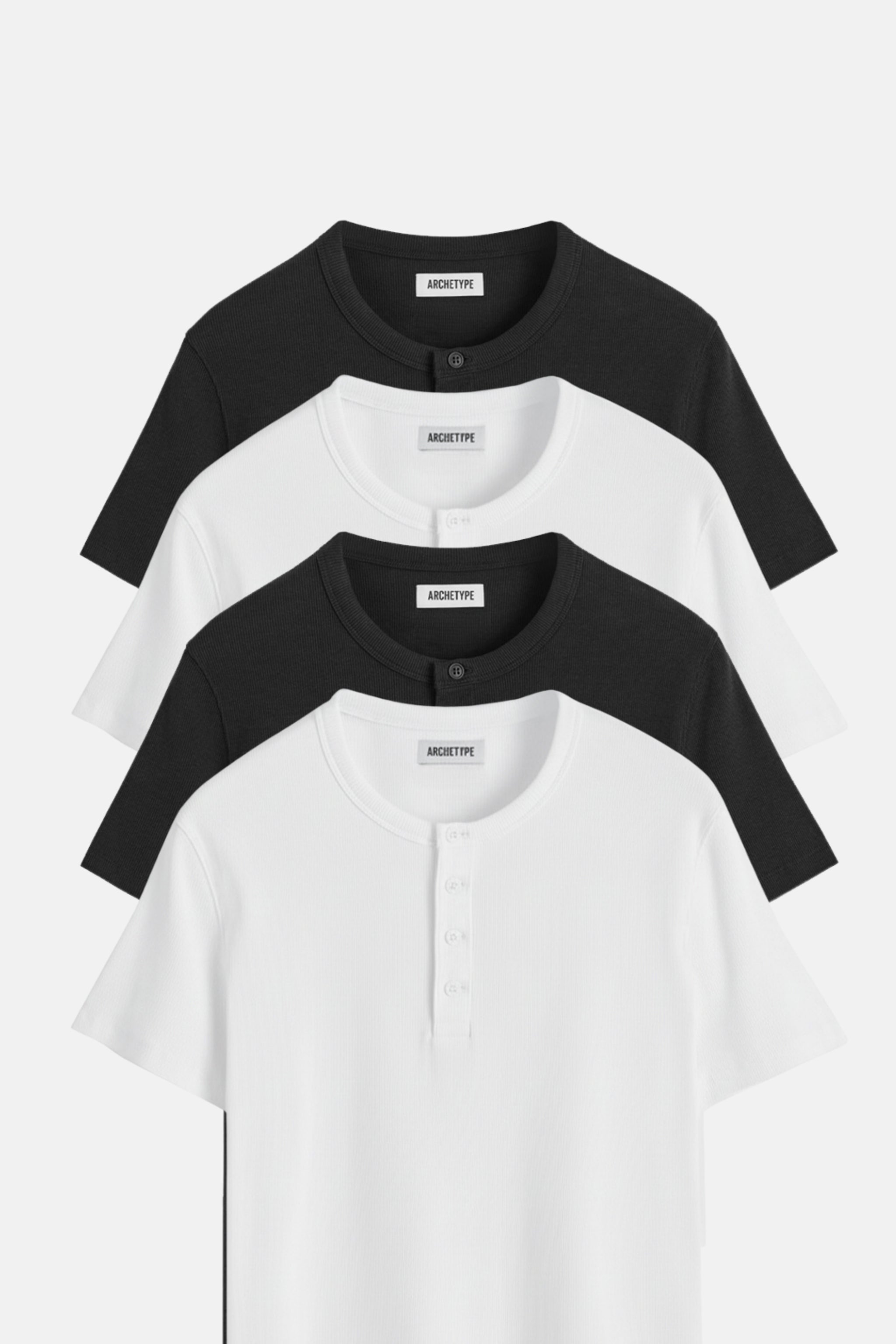 The Slim Crop Henley System | Black & White