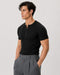 The Slim Crop Henley | Black