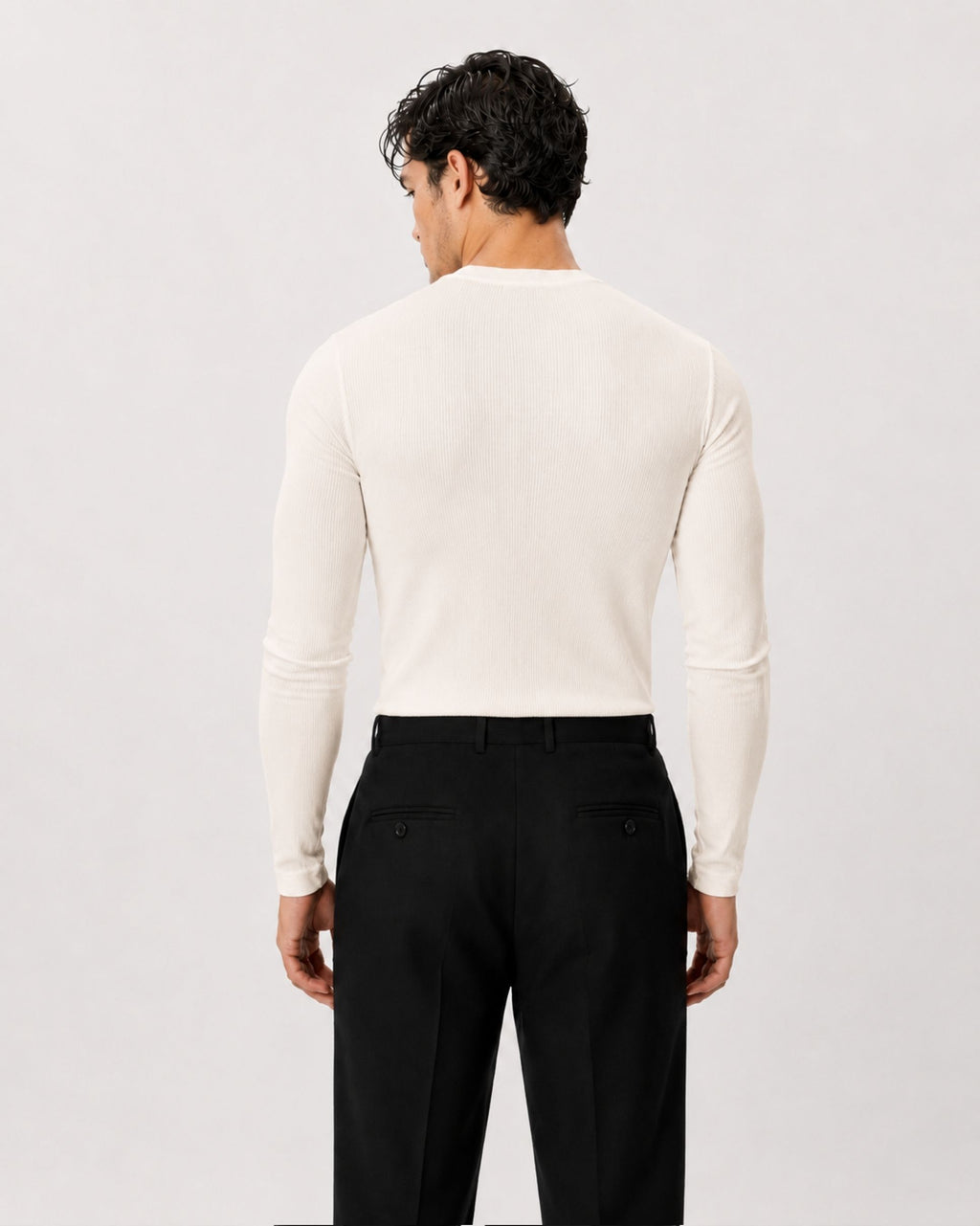 The Slim Crop Henley Longsleeve | Bone