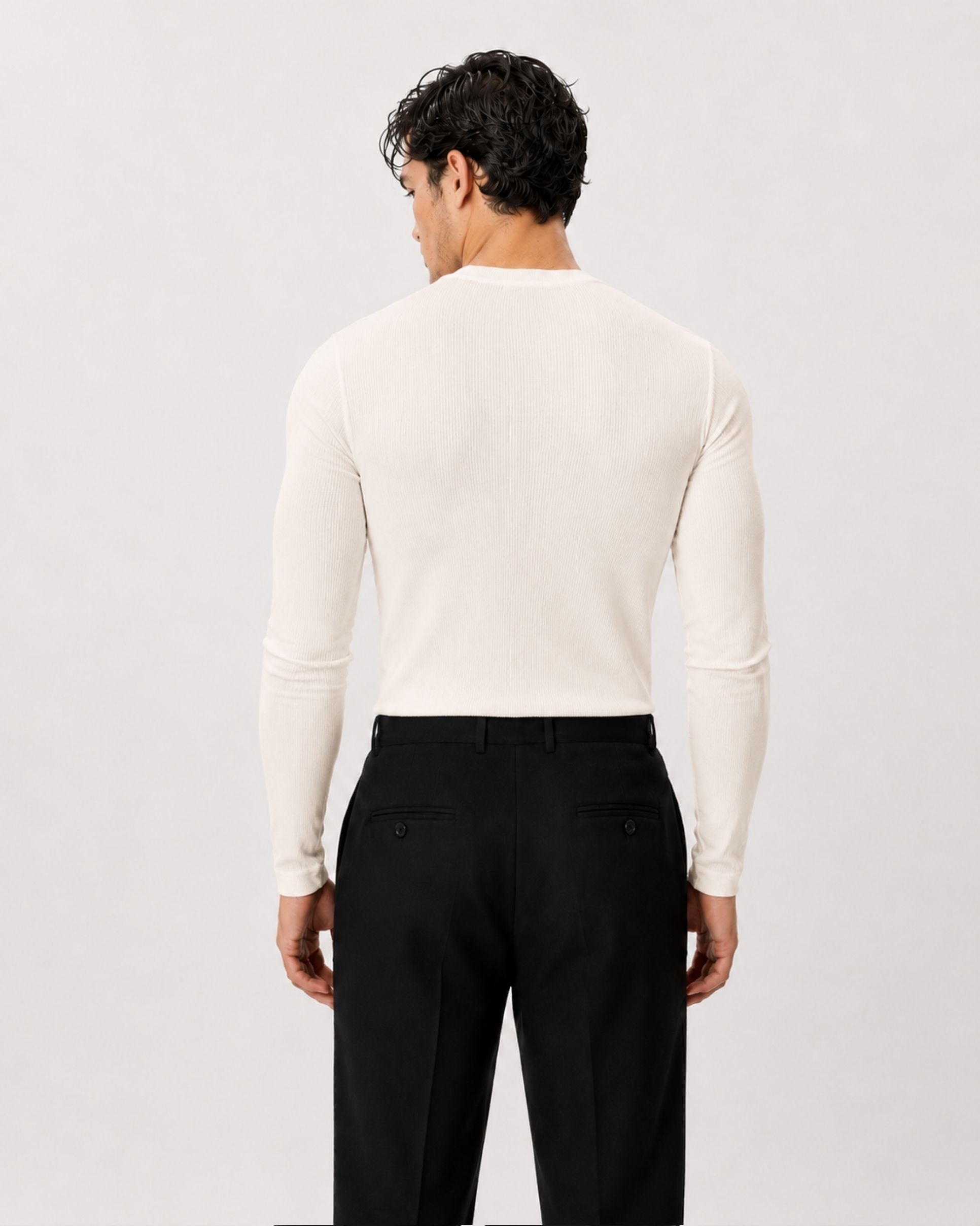 The Slim Crop Henley Longsleeve | Bone