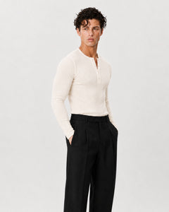 The Slim Crop Henley Longsleeve | Bone