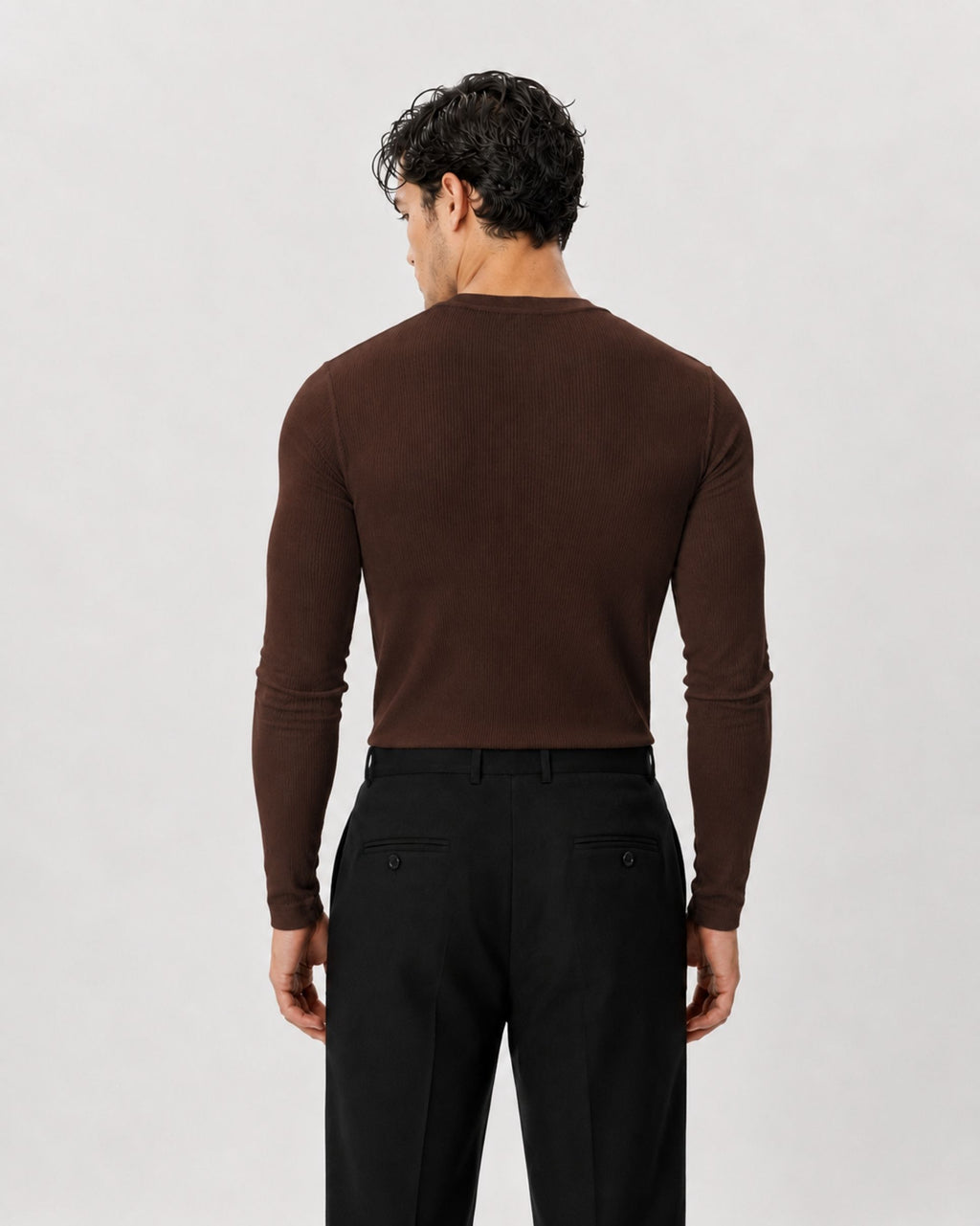 The Slim Crop Henley Longsleeve | Espresso