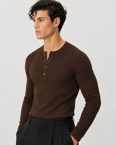 The Slim Crop Henley Longsleeve | Espresso