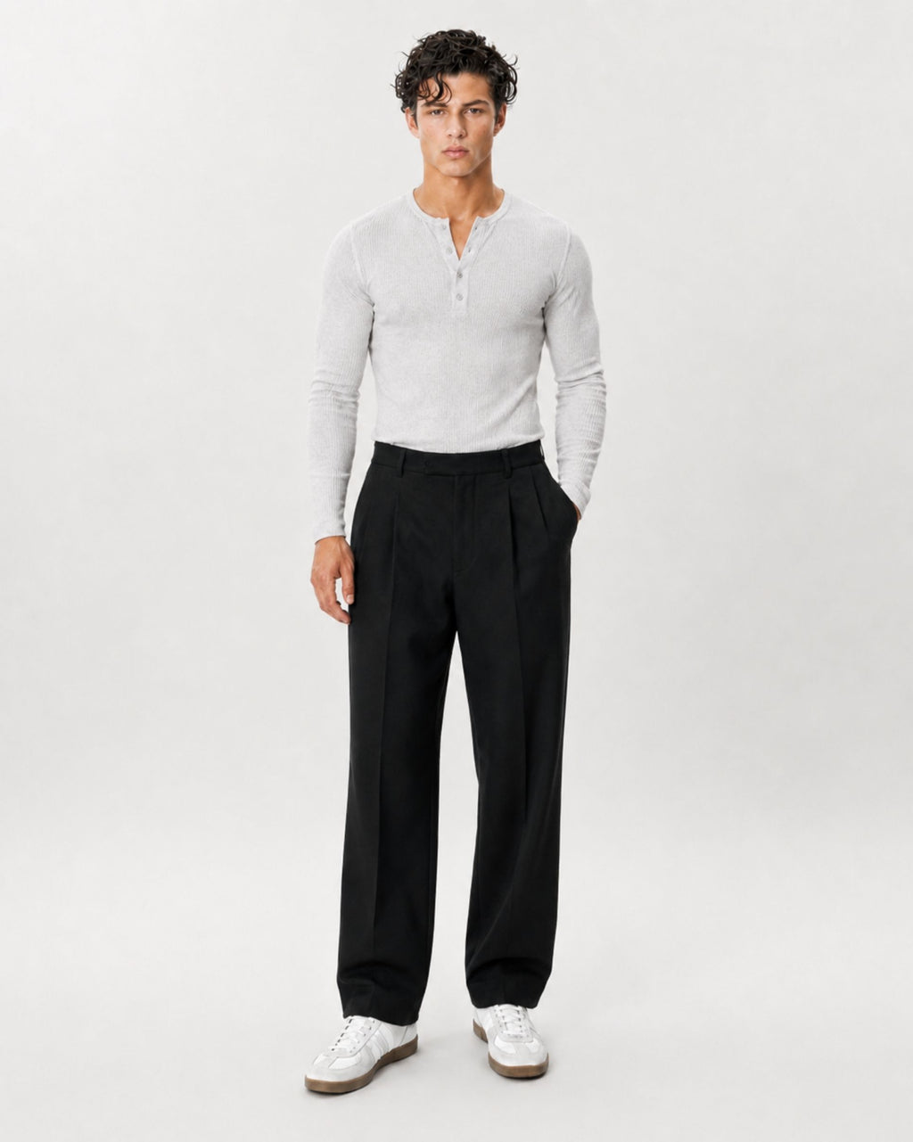 The Slim Crop Henley Longsleeve | Heather