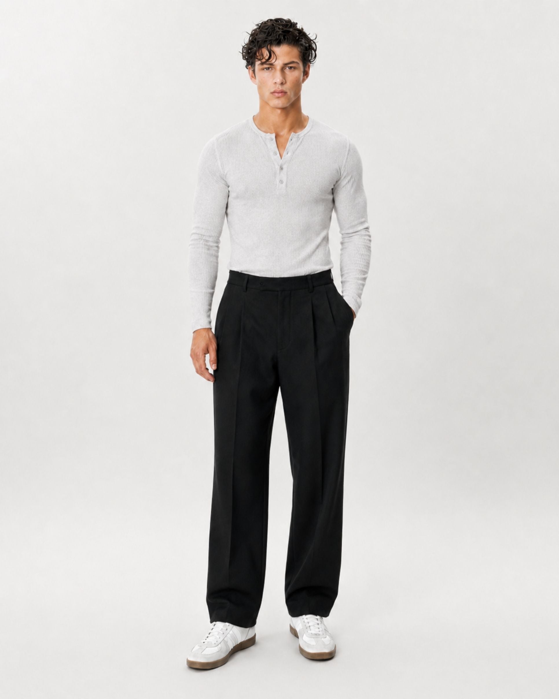 The Slim Crop Henley Longsleeve | Heather