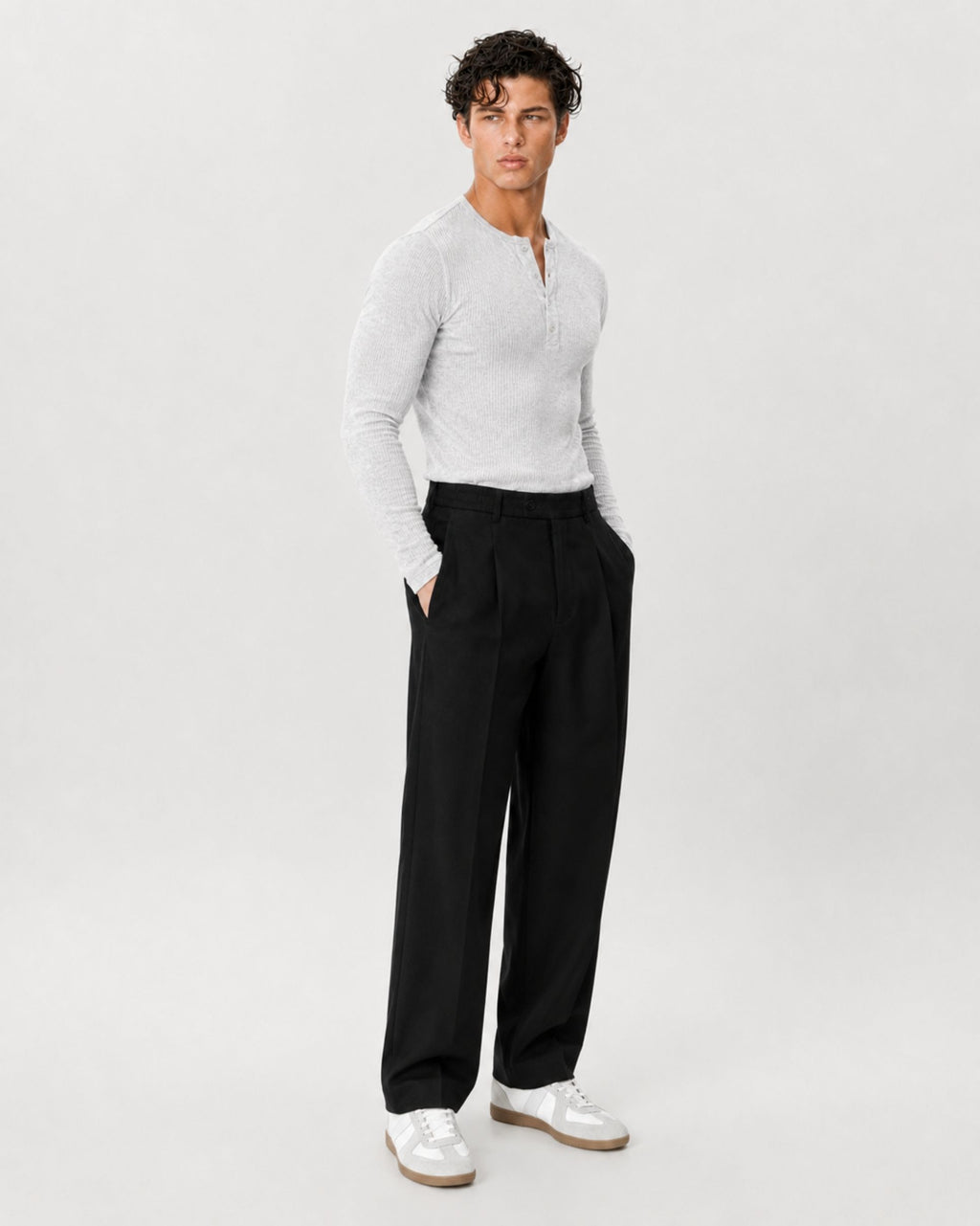 The Slim Crop Henley Longsleeve | Heather