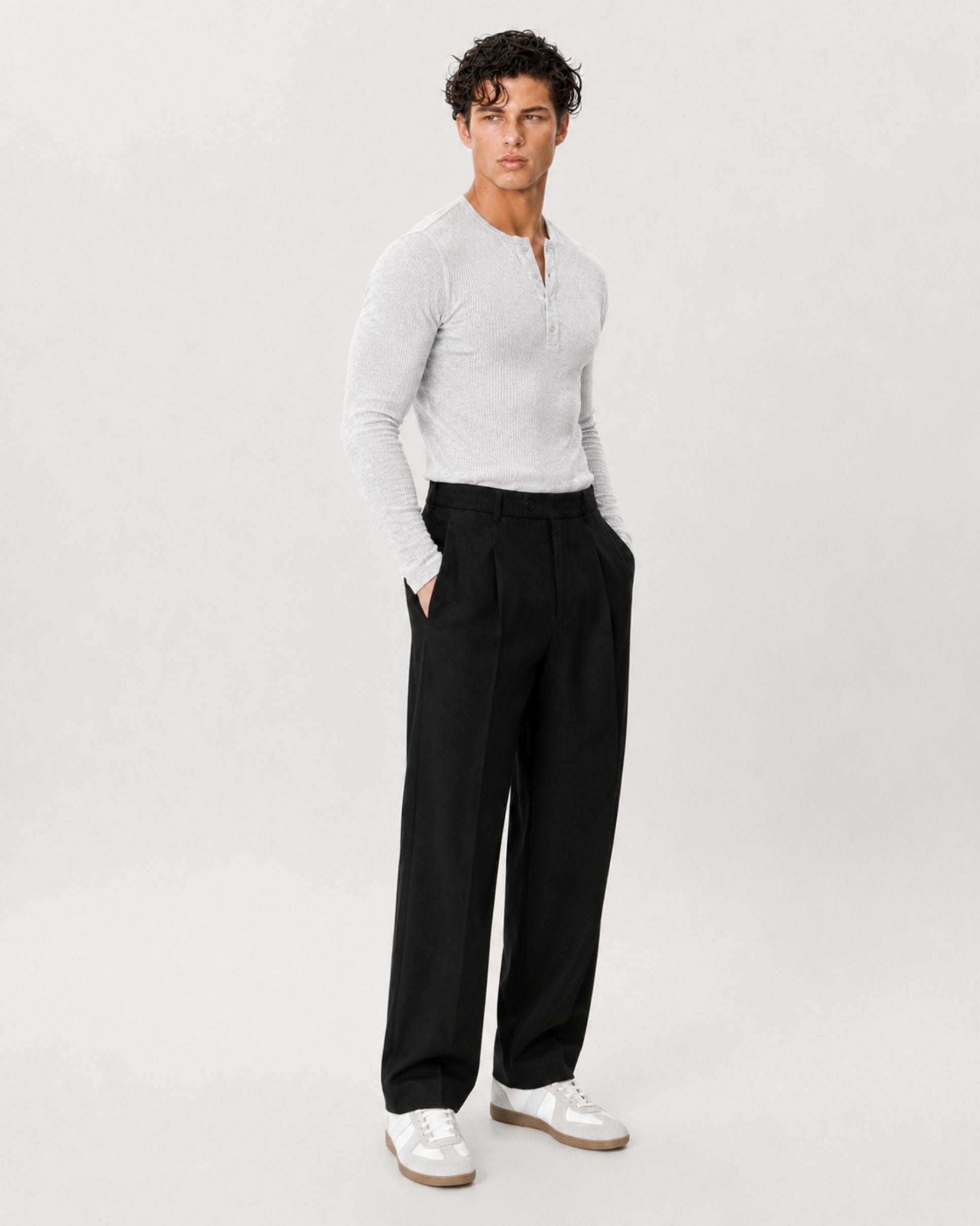 The Slim Crop Henley Longsleeve | Heather
