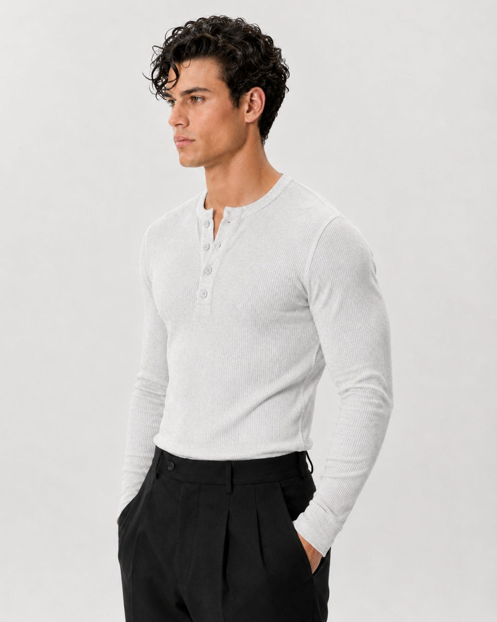 The Slim Crop Henley Longsleeve | Heather
