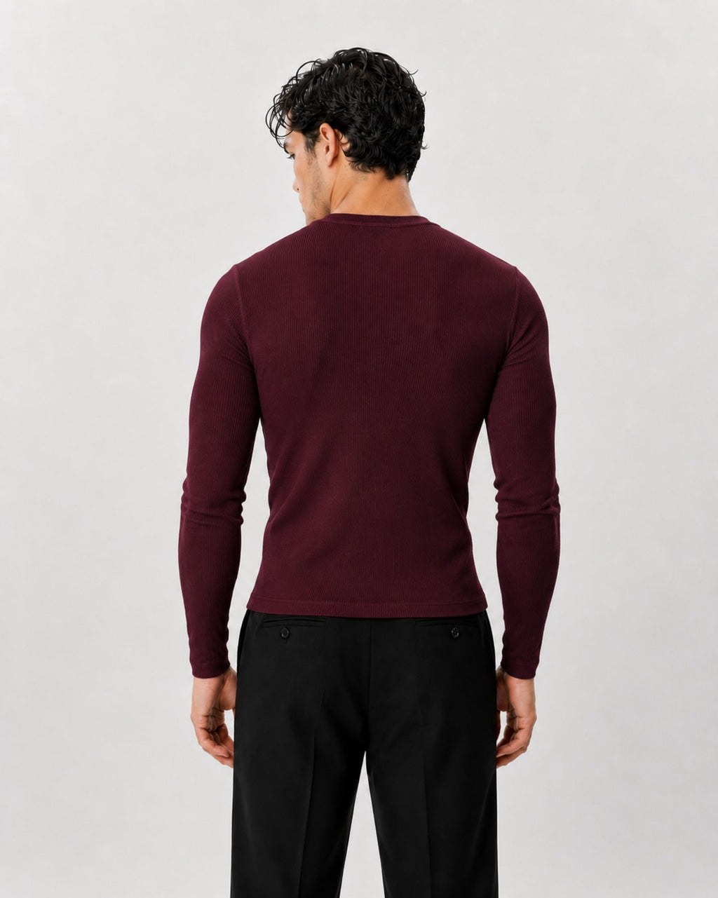 The Slim Crop Henley Longsleeve | Merlot