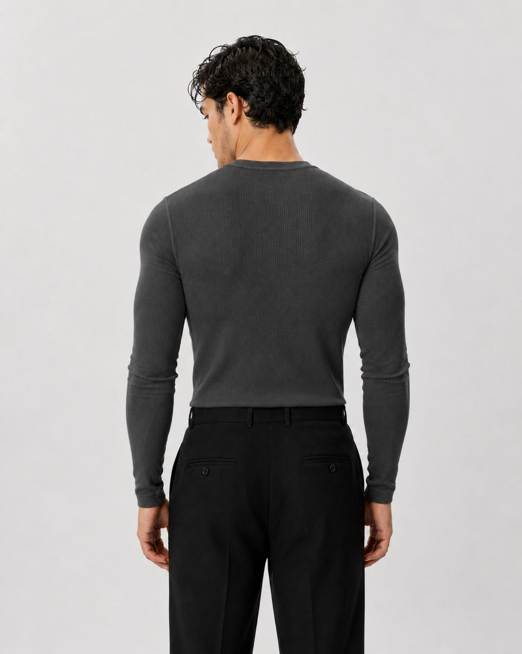 The Slim Crop Henley Longsleeve | Slate
