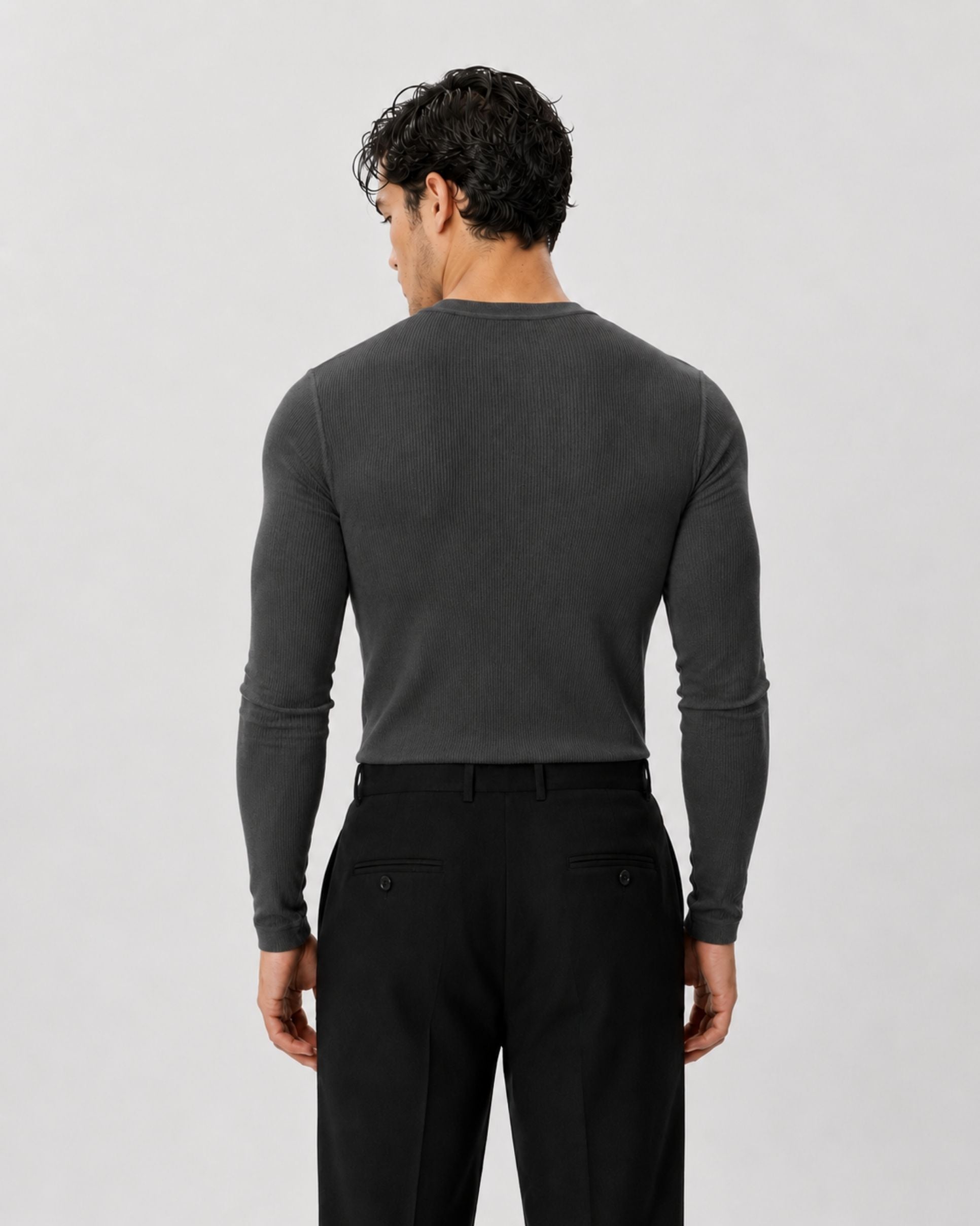 The Slim Crop Henley Longsleeve | Slate