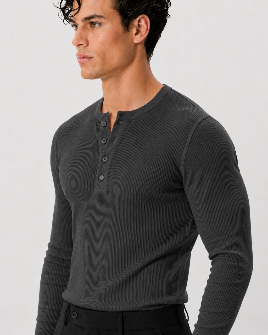 The Slim Crop Henley Longsleeve | Slate
