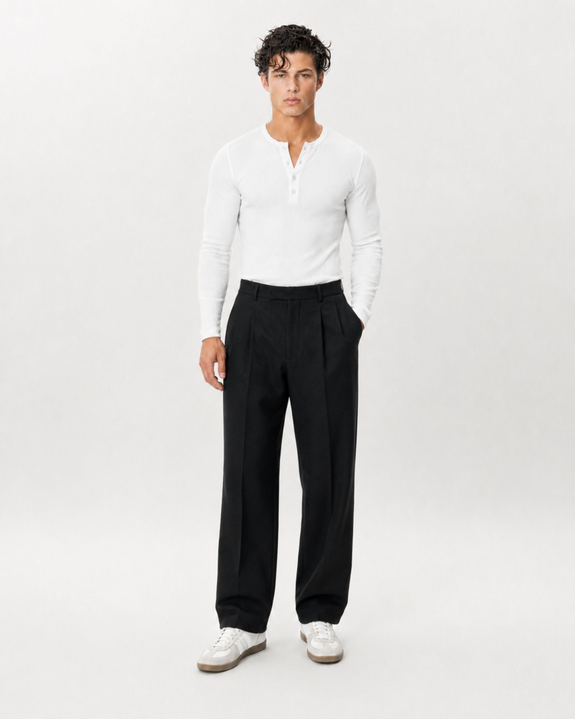 The Slim Crop Henley Longsleeve | White – Archetype